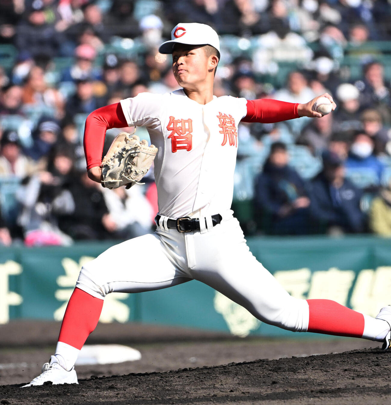 智弁学園対花巻東　智弁学園先発の杉本真滉（撮影・石井愛子）