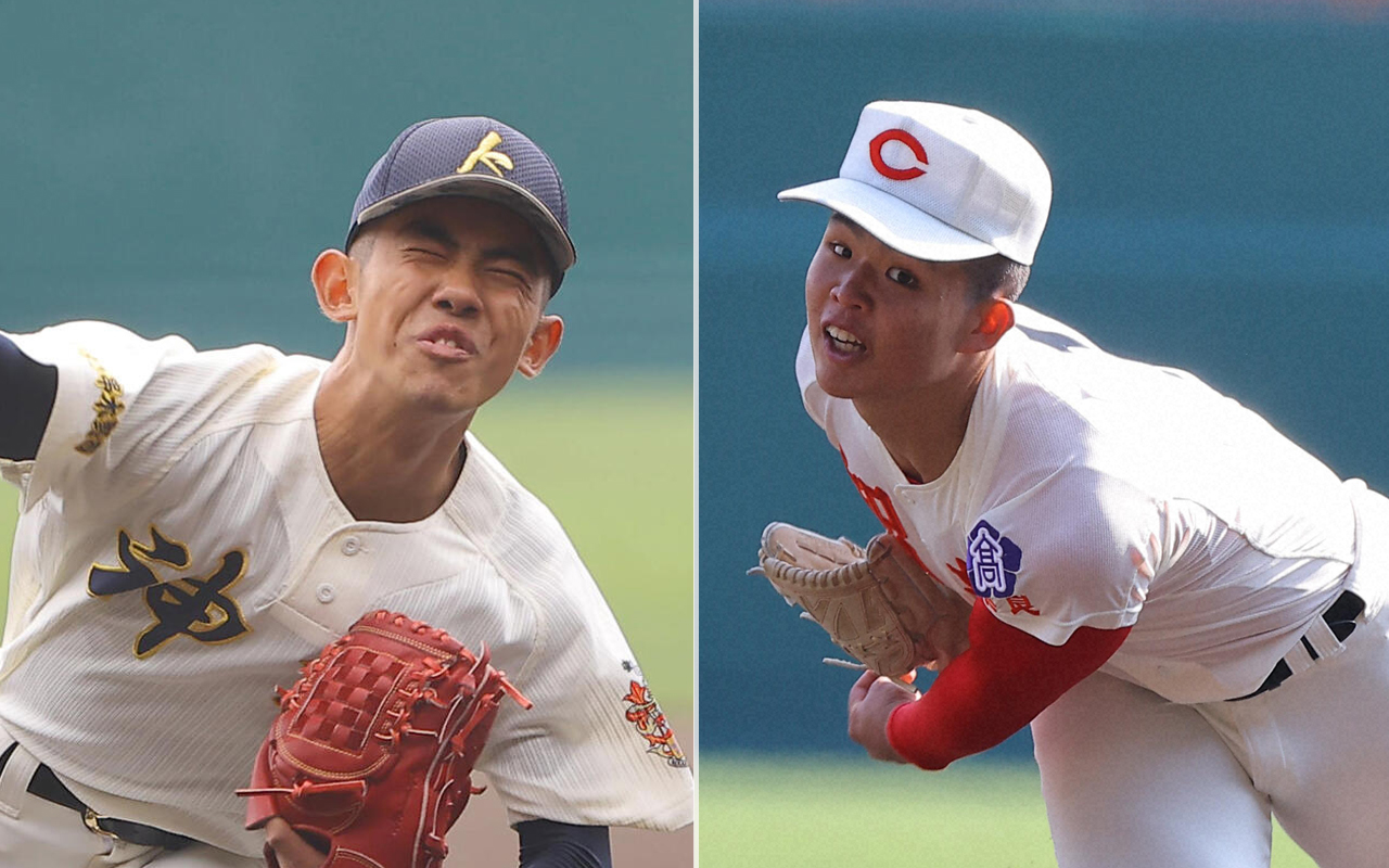 神村学園・龍頭汰樹（左）と智弁学園・杉本真滉