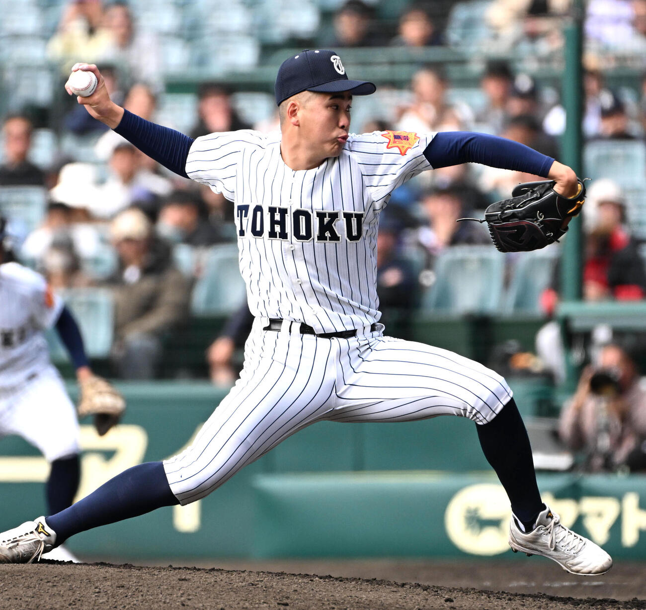 第98回選抜高校野球　英明対東北　東北先発の和泉寛太（撮影・石井愛子）