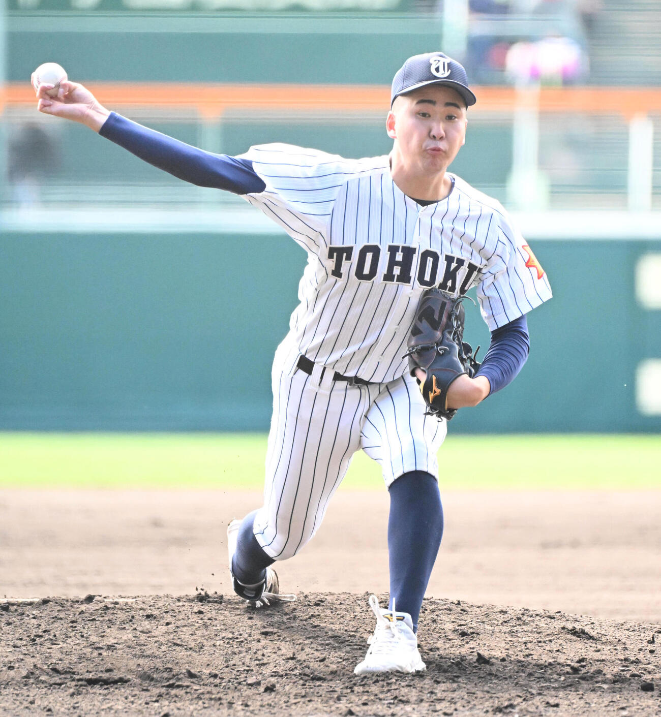 第98回選抜高校野球　英明対東北　東北先発の和泉寛太（撮影・石井愛子）