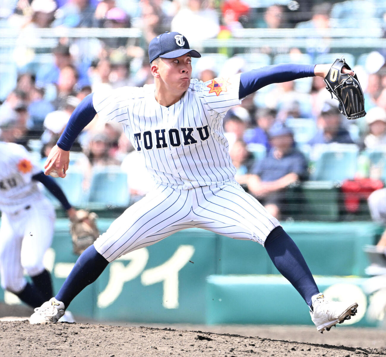 英明対東北　東北4番手の狩野哲平（撮影・石井愛子）