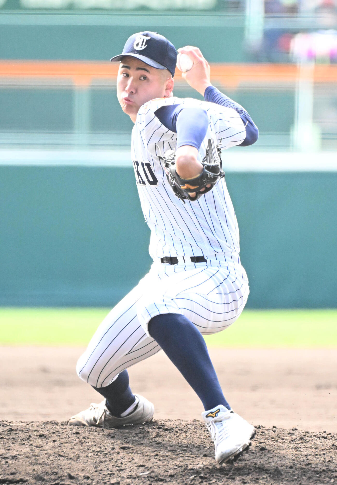 第98回選抜高校野球　英明対東北　東北先発の和泉寛太（撮影・石井愛子）