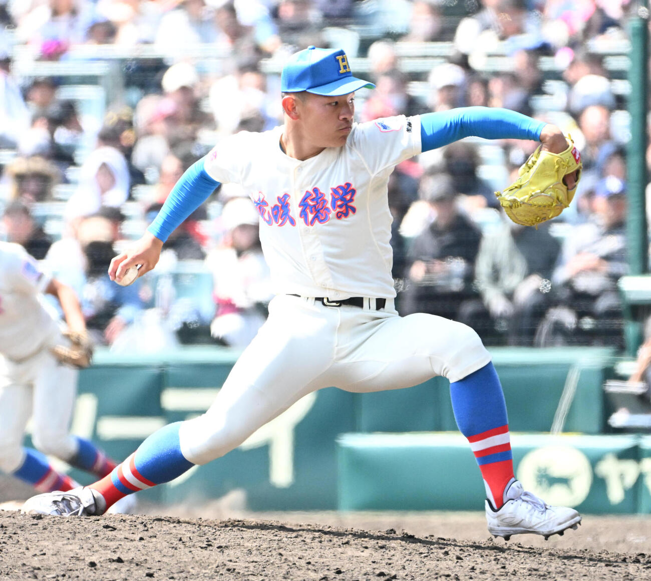 花咲徳栄対智弁学園　花咲徳栄3番手の黒川凌大（撮影・石井愛子）