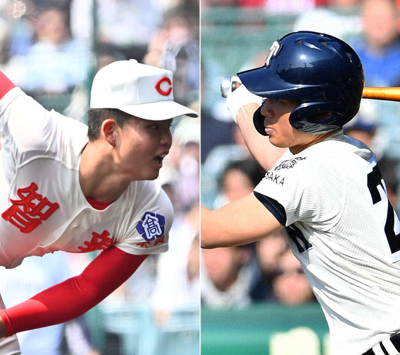 智弁学園・杉本真滉（左）と大阪桐蔭・谷渕瑛仁