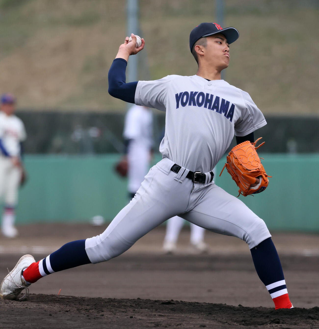 紅白戦に登板した横浜・織田（撮影・加藤哉）