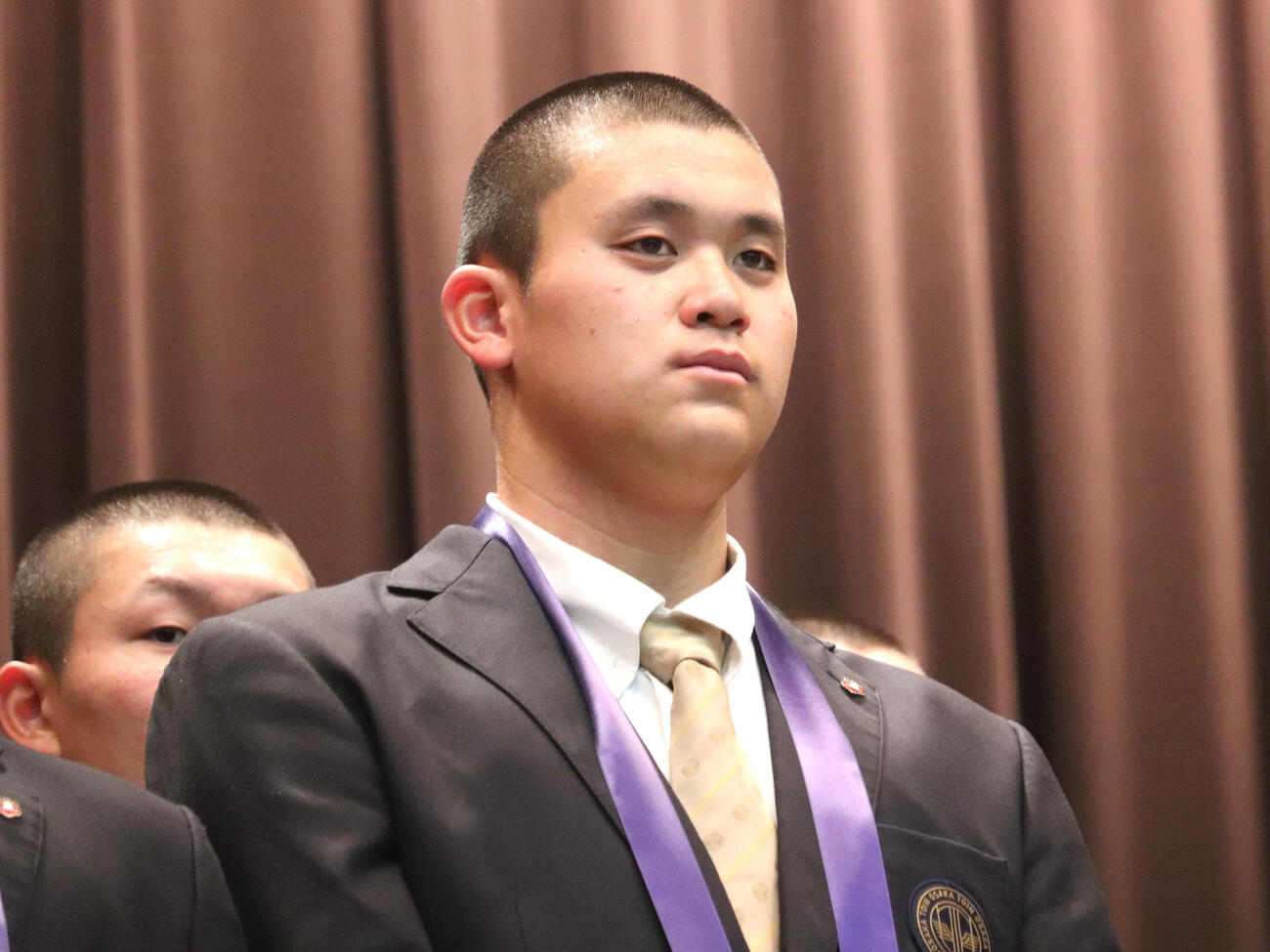 センバツ優勝報告会に出席した大阪桐蔭・川本（撮影・中島麗）