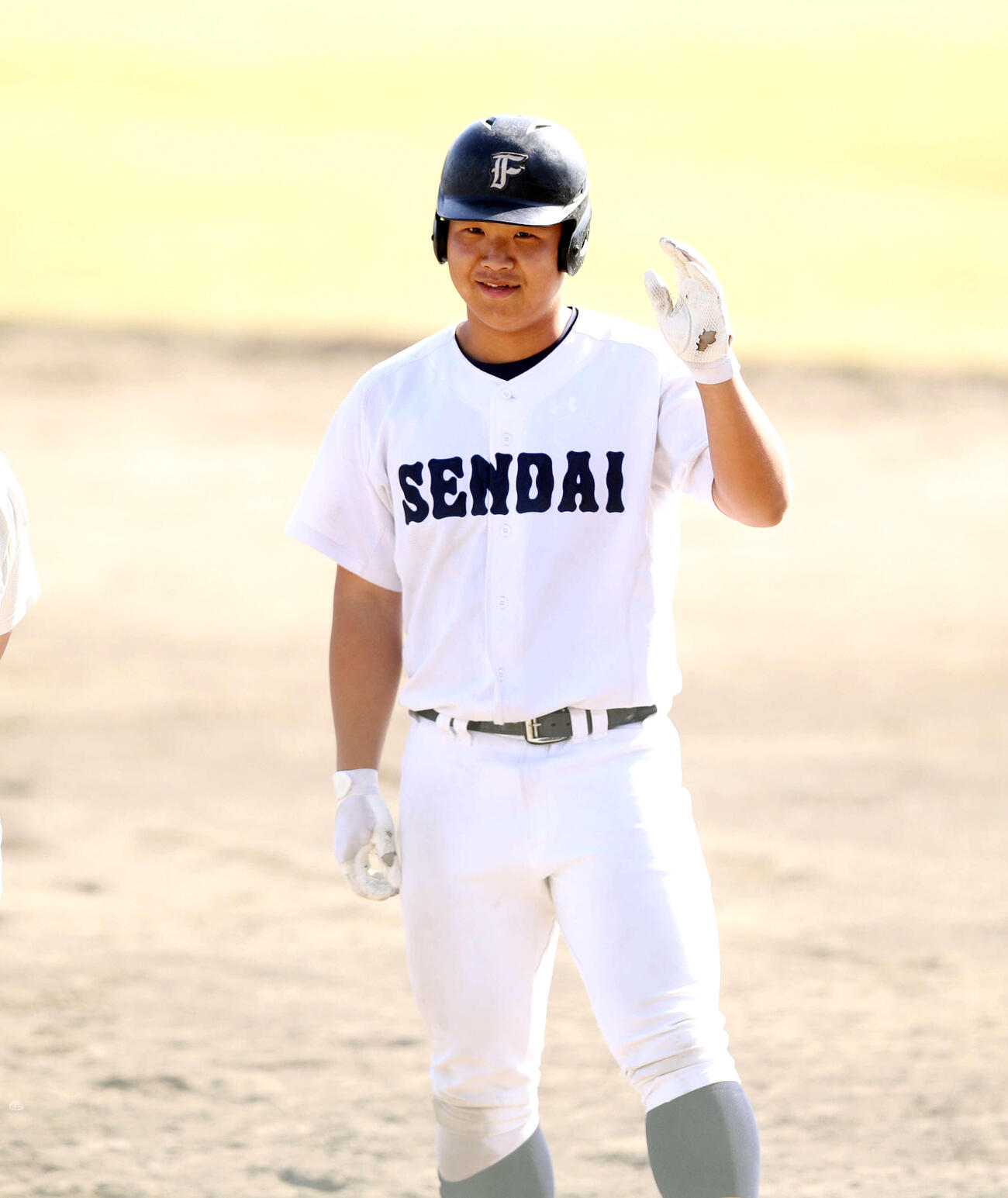 仙台一対宮城広瀬　5回、適時打を放ち笑顔の仙台一・田原口（撮影・木村有優）