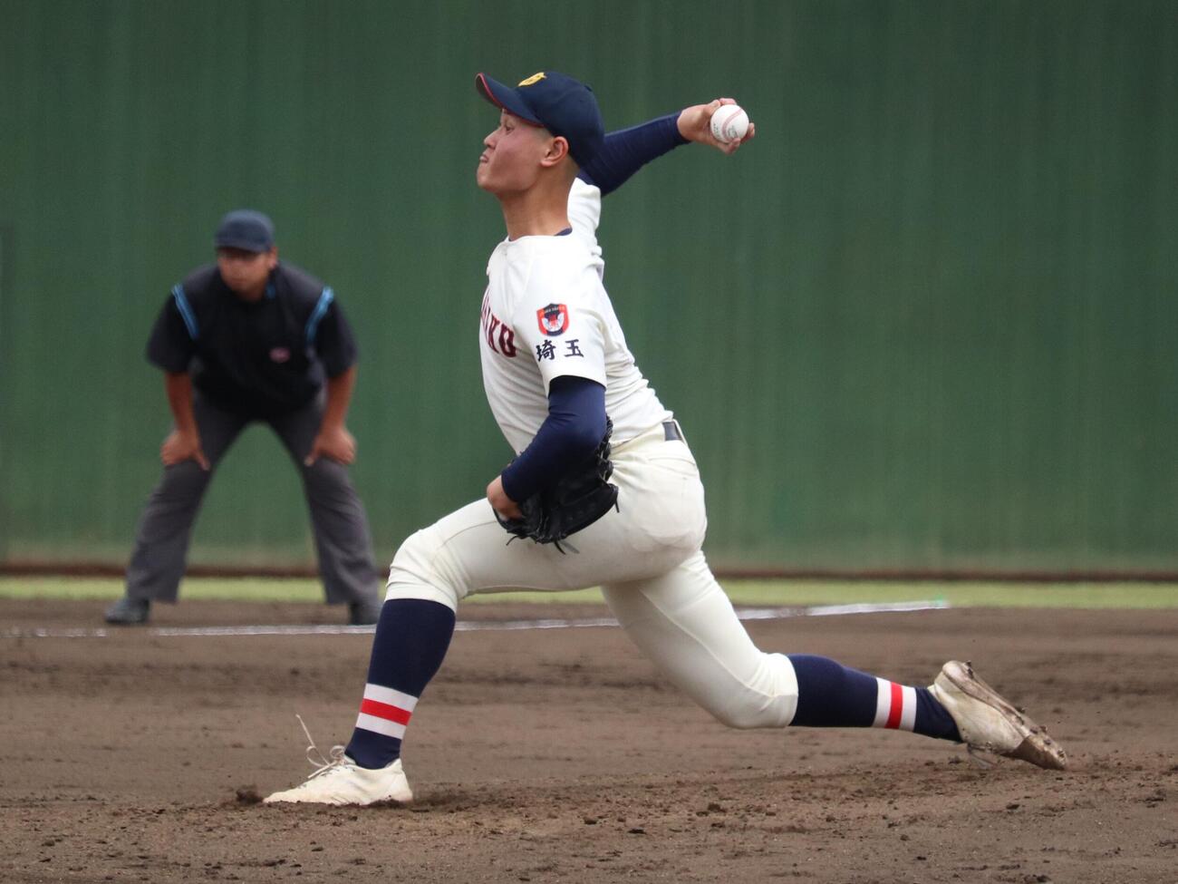 春季埼玉大会　飯能－浦和学院　5回を1安打無失点に抑えた浦和学院、先発の日高創太＝2026年4月25日