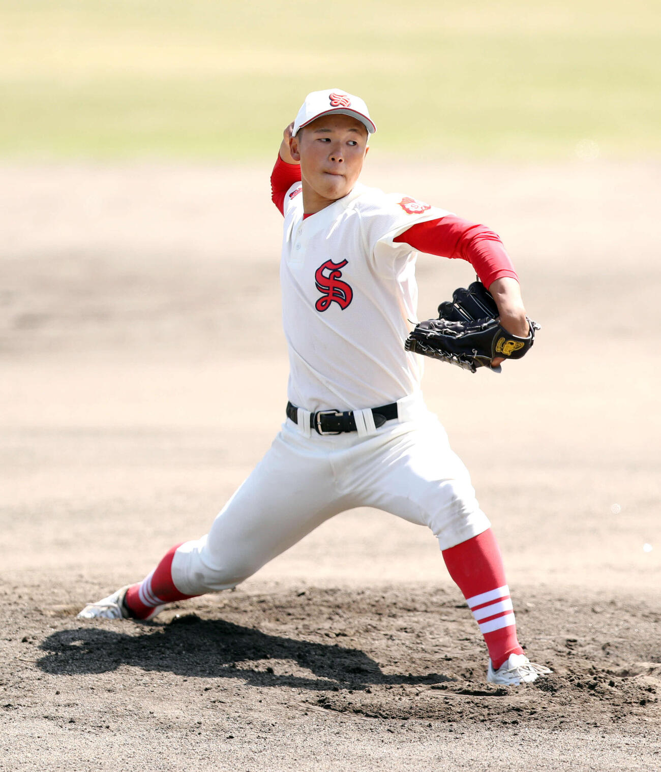 仙台二対仙台商　仙台商・酒井遥大投手が先発した＝2026年4月26日