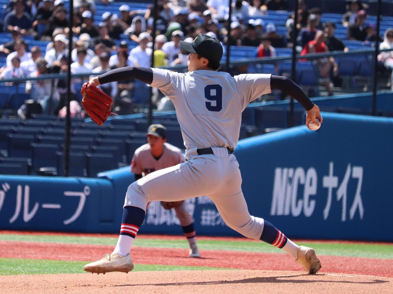 春季神奈川大会　横浜創学対慶応　慶応、先発の湯本琢心（撮影・保坂淑子）