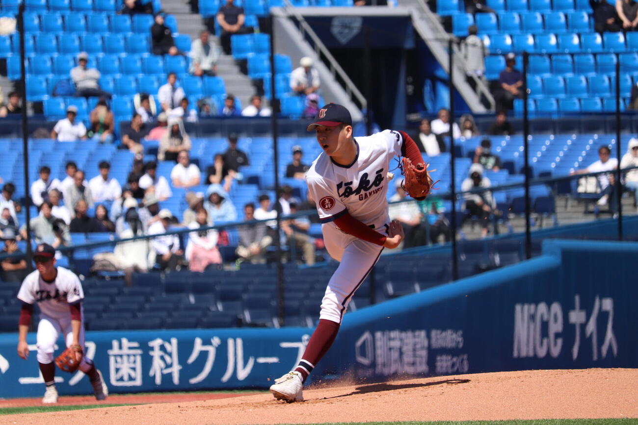 春季神奈川大会　準決勝　桐光学園対横浜　桐光学園、先発の林晃成