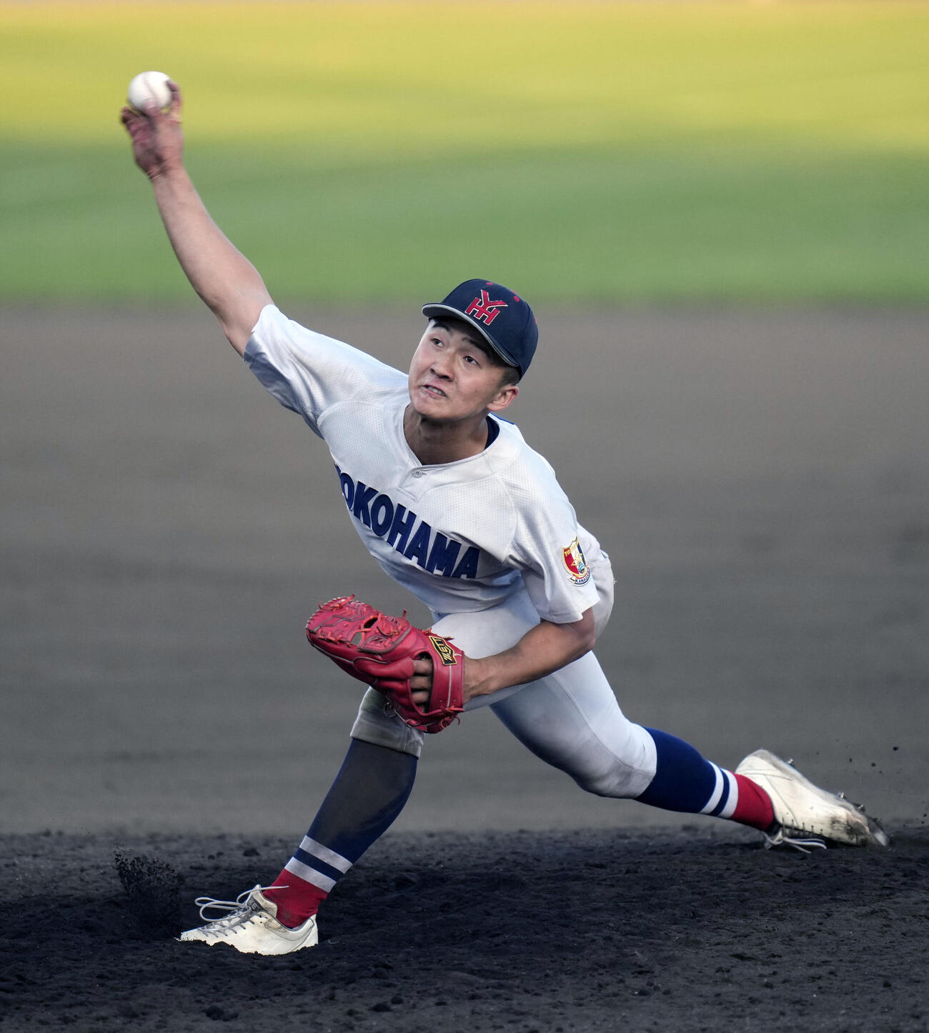 春季関東大会　横浜対国士舘　7回裏から登板し力投する池田聖摩（撮影・小島史椰）