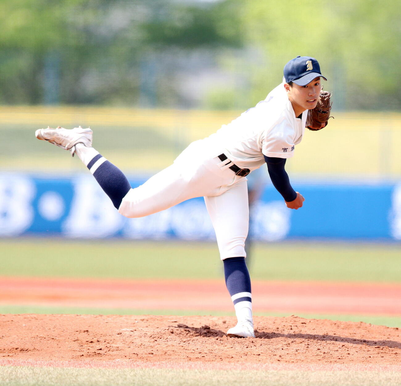 石巻対石巻工　先発した石巻・後藤駿介（撮影・木村有優）