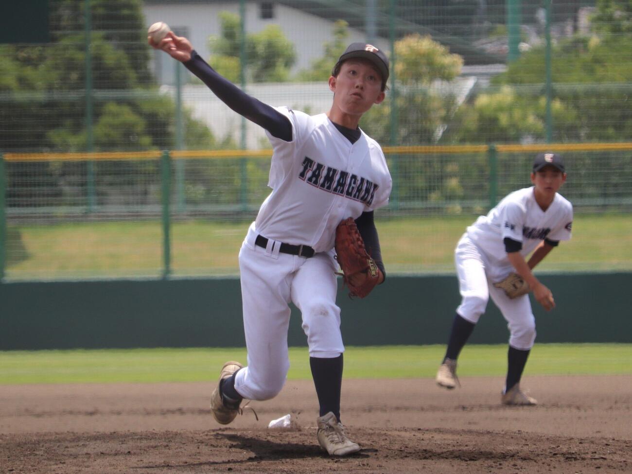 第108回全国高校野球滋賀大会　1回戦　玉川対大津商　玉川の先発・山田一輝投手（撮影・中島麗）