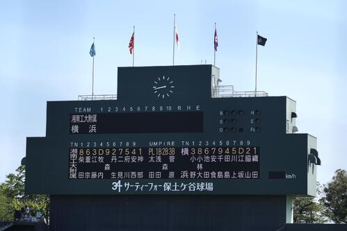 湘南工大付対横浜 両チームスタートメンバー(撮影・小島史椰)