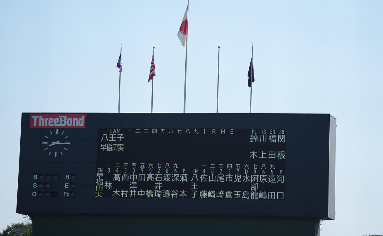 八王子対早実　両チームスタートメンバー（撮影・小島史椰）