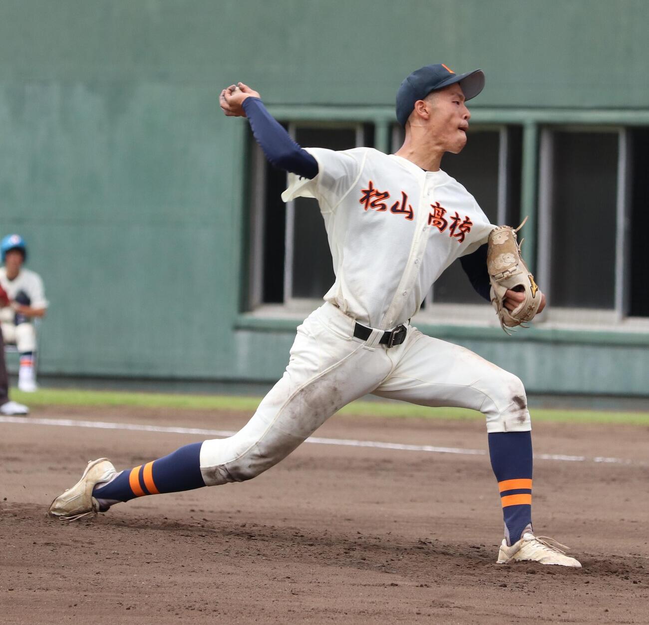 第108回全国高校野球埼玉大会　2回戦　大宮対松山　3番手投手松山・吉田兼梧（撮影・会田京叶）＝2026年7年11日