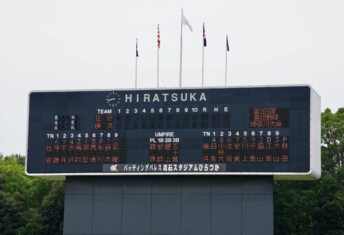 神奈川大会3回戦、住吉ー横浜戦の先発オーダー(撮影・江口和貴)