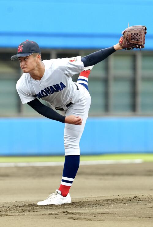 住吉対横浜 横浜先発の林田滉生(撮影・江口和貴)