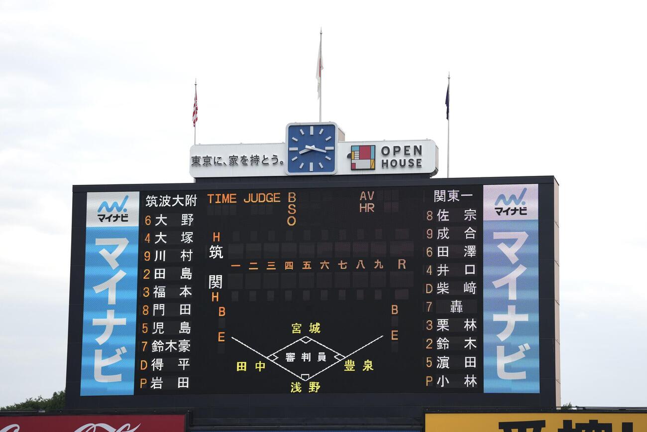 筑波大付対関東一　両チームスタートメンバー（撮影・小島史椰）