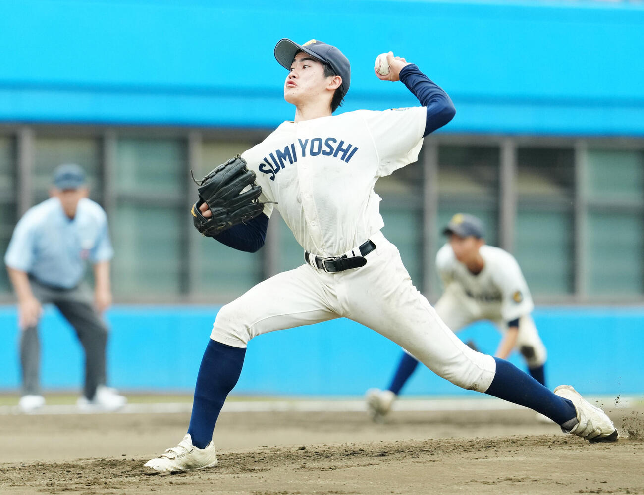 住吉対横浜　住吉先発の原田夏熙（撮影・江口和貴）