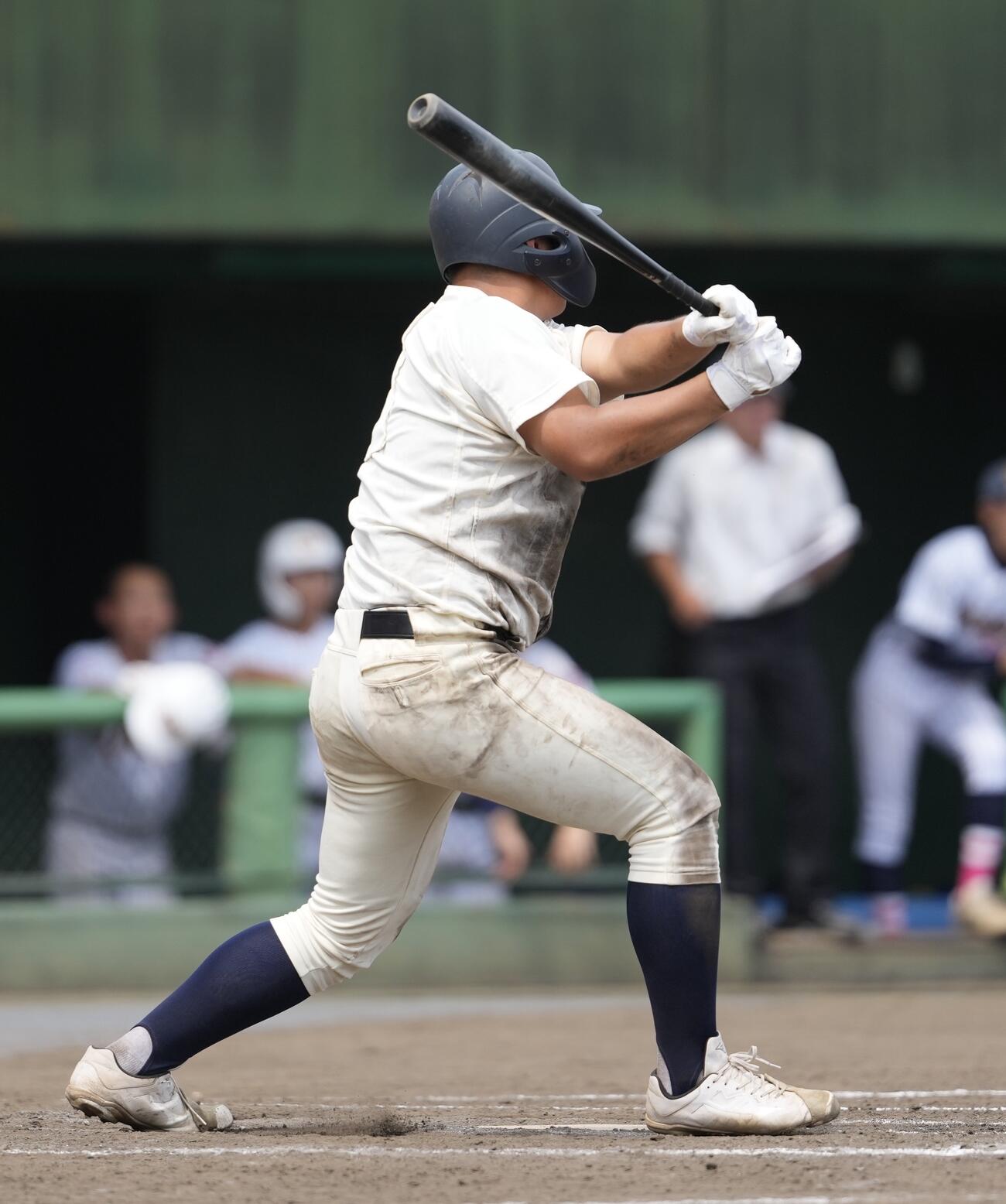 上尾対細田学園　9回表上尾2死一、二塁、適時打を放つ菊池龍希（撮影・小島史椰）