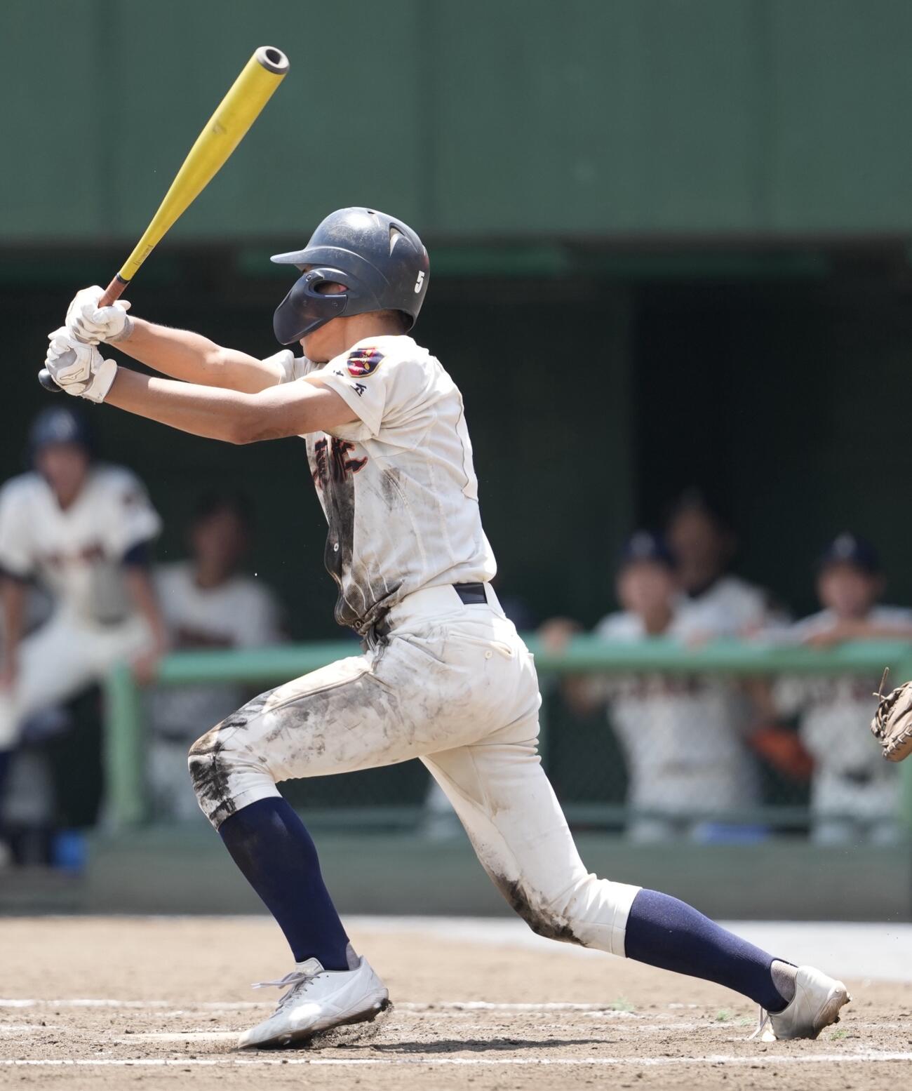 上尾対細田学園　5回表上尾2死三塁、先制適時三塁打を放つ橋本和武（撮影・小島史椰）