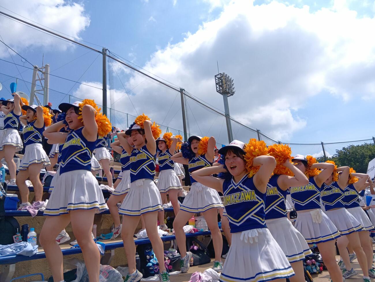 西東京大会3回戦でスタンドを盛り上げる駒大高チアリーディング部