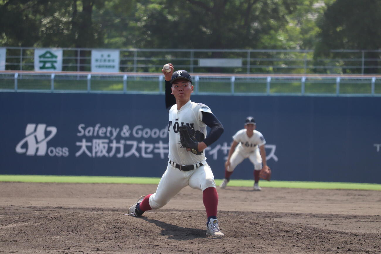 北野戦に2番手で登板した大阪桐蔭・石原慶人（撮影・佐藤妙月）
