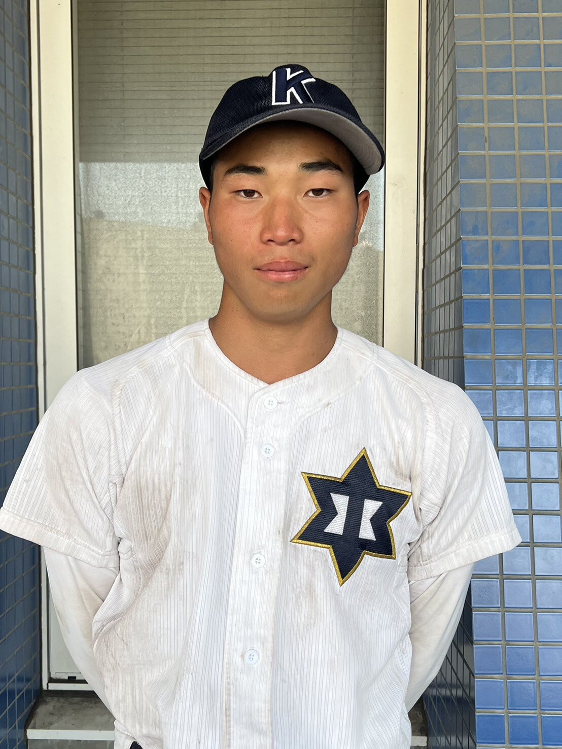大阪桐蔭戦に登板した北野・大良健太（撮影・佐藤妙月）