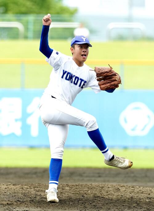 大曲工対横手 横手先発の佐藤宙斗(撮影・江口和貴)