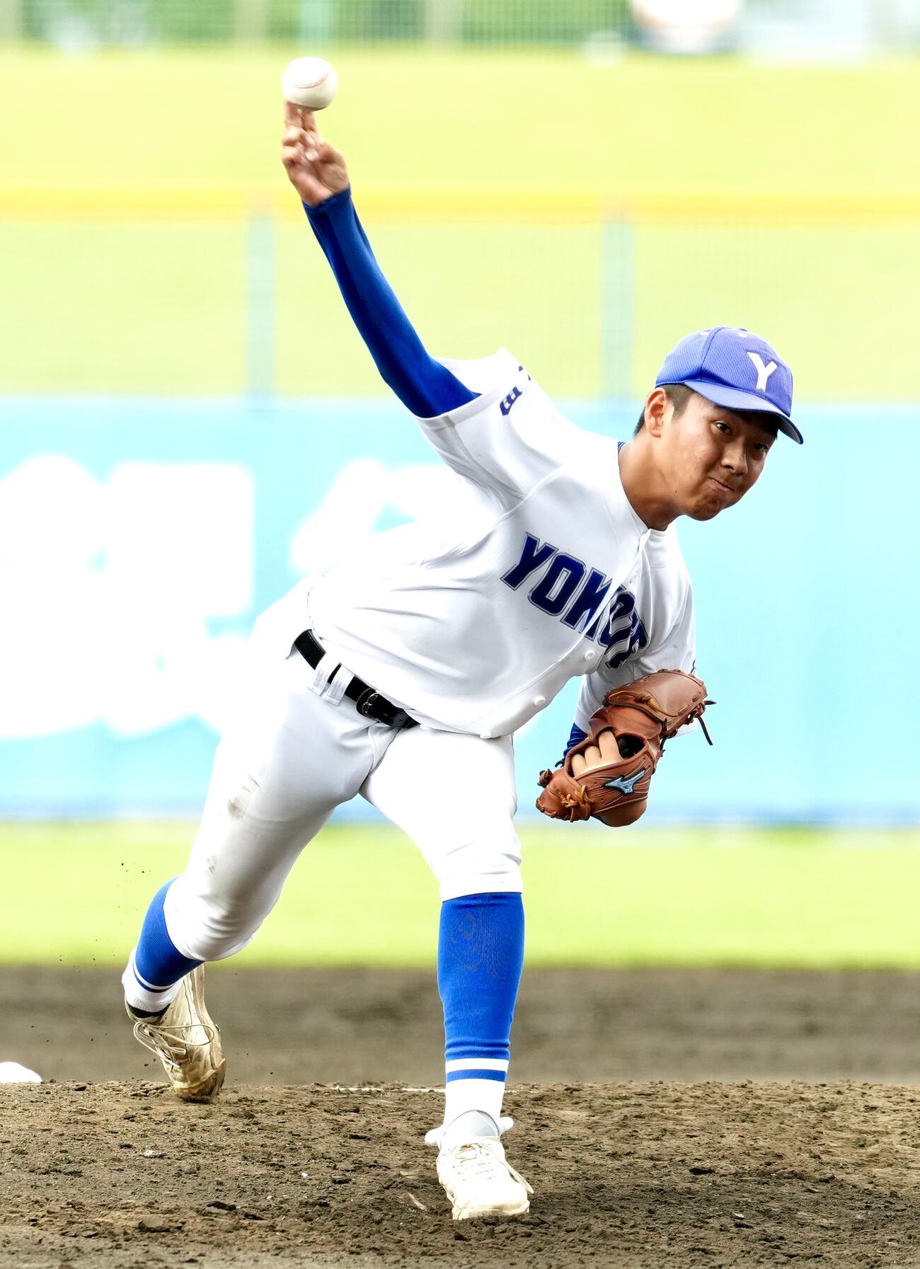 大曲工対横手　横手先発の佐藤宙斗（撮影・江口和貴）