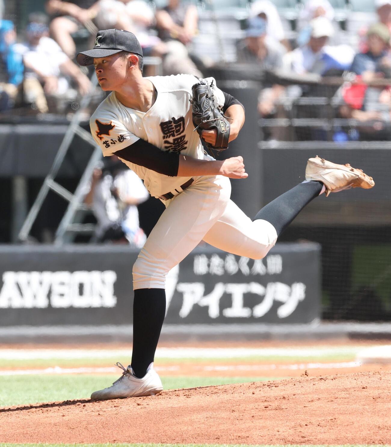 札幌日大対駒大苫小牧　駒大苫小牧先発の村田煌翔（撮影・黒川智章）