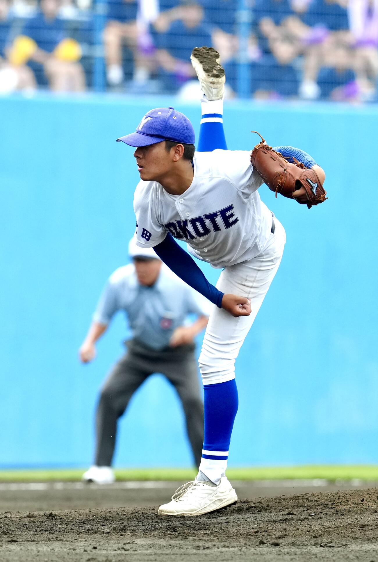 大曲工対横手　横手先発の佐藤宙斗（撮影・江口和貴）