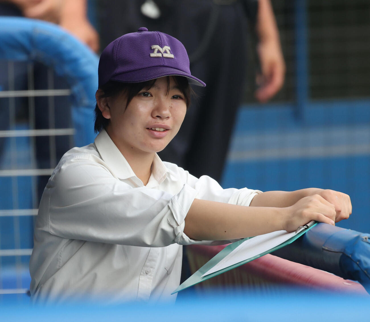 明大八王子対聖パウロ学園　明大八王子初の女子部員・三宅希空（撮影・柴田隆二）
