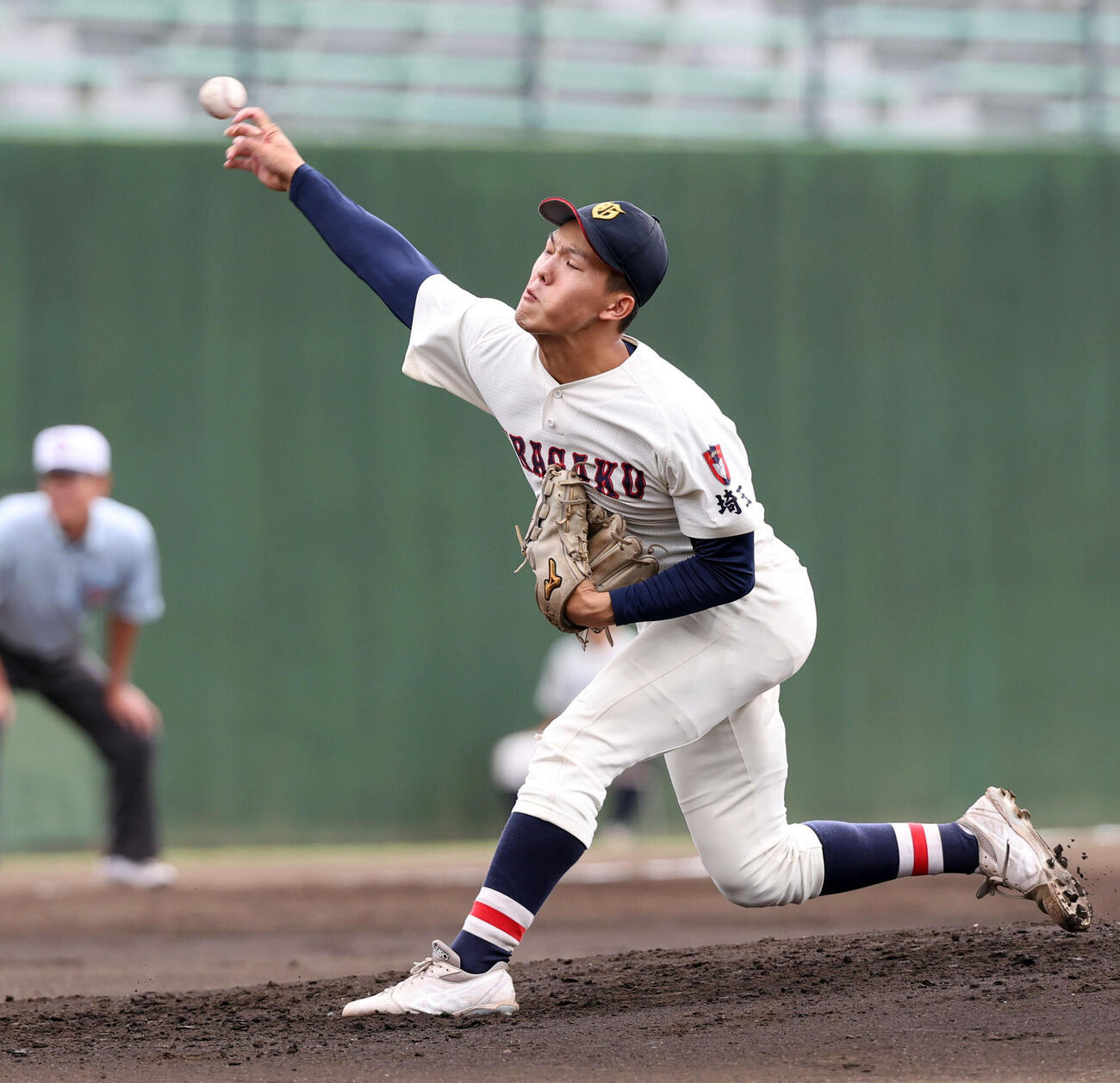 浦和学院対立教新座　浦和学院先発の西村虎龍（撮影・浅見桂子）