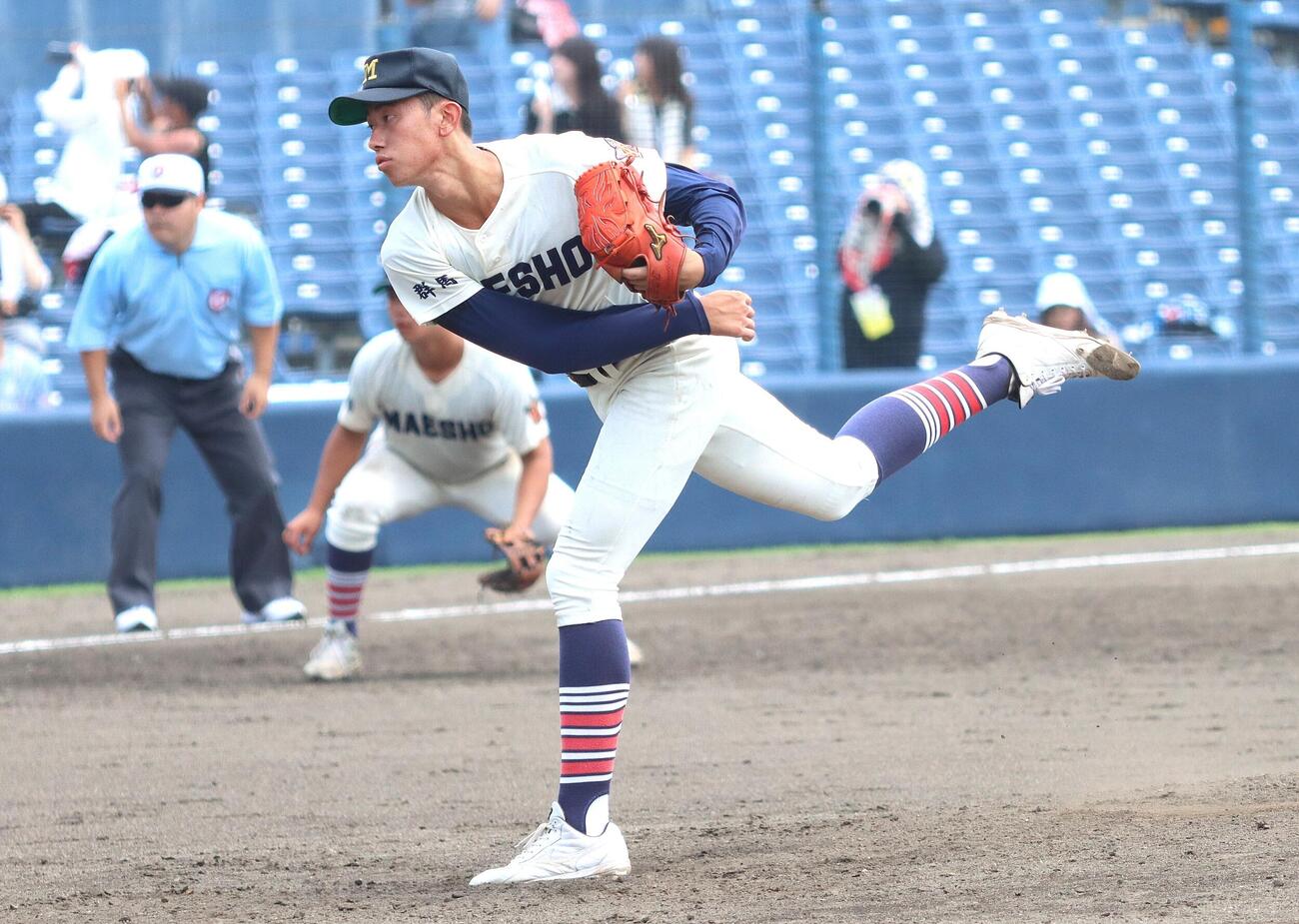 高校野球群馬大会　準決勝　前橋商対桐生第一　9回を完投し決勝進出に導いた前橋商・秋元大輝（撮影・栗林真菜）
