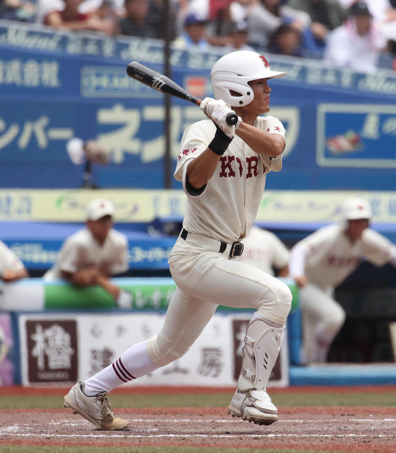 拓大紅陵対習志野　5回表拓大紅陵1死二塁、宮沢和聖は適時打を放つ（撮影・柴田隆二）