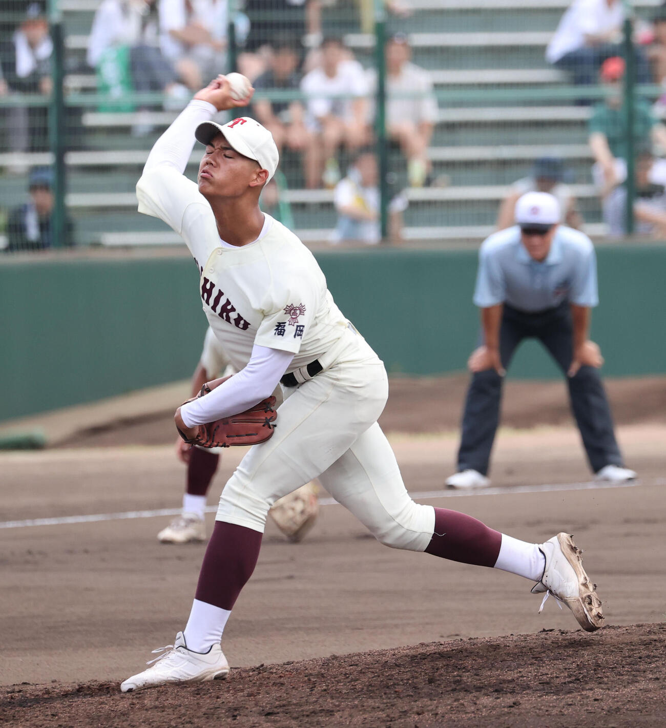 希望が丘対東筑　2番手として登板した東筑の深町光生（撮影・梅根麻紀）