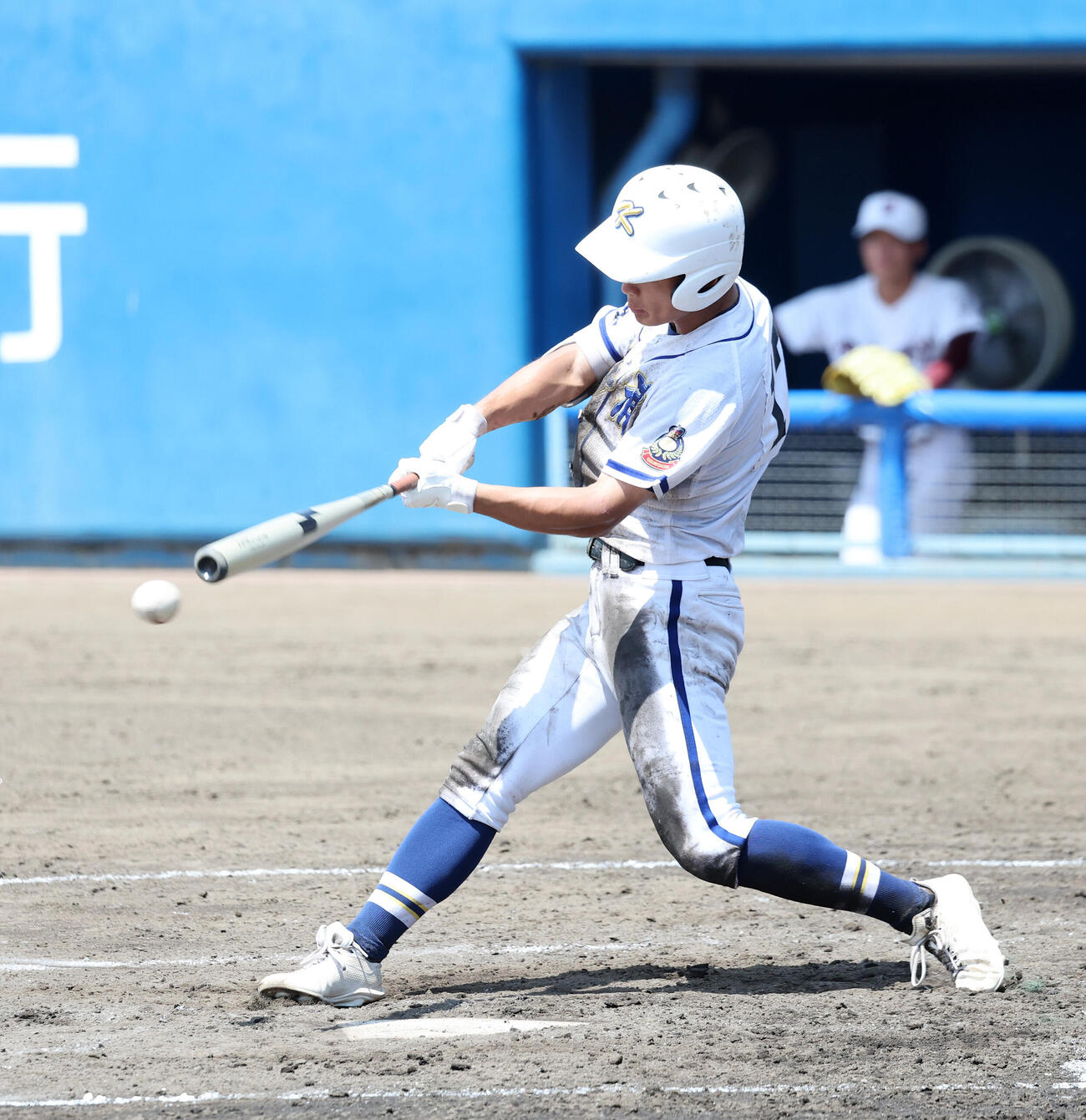 霞ケ浦対常総学院　4回表霞ケ浦1死一、二塁、・菊地勇一は適時二塁打を放つ（撮影・鈴木正人）