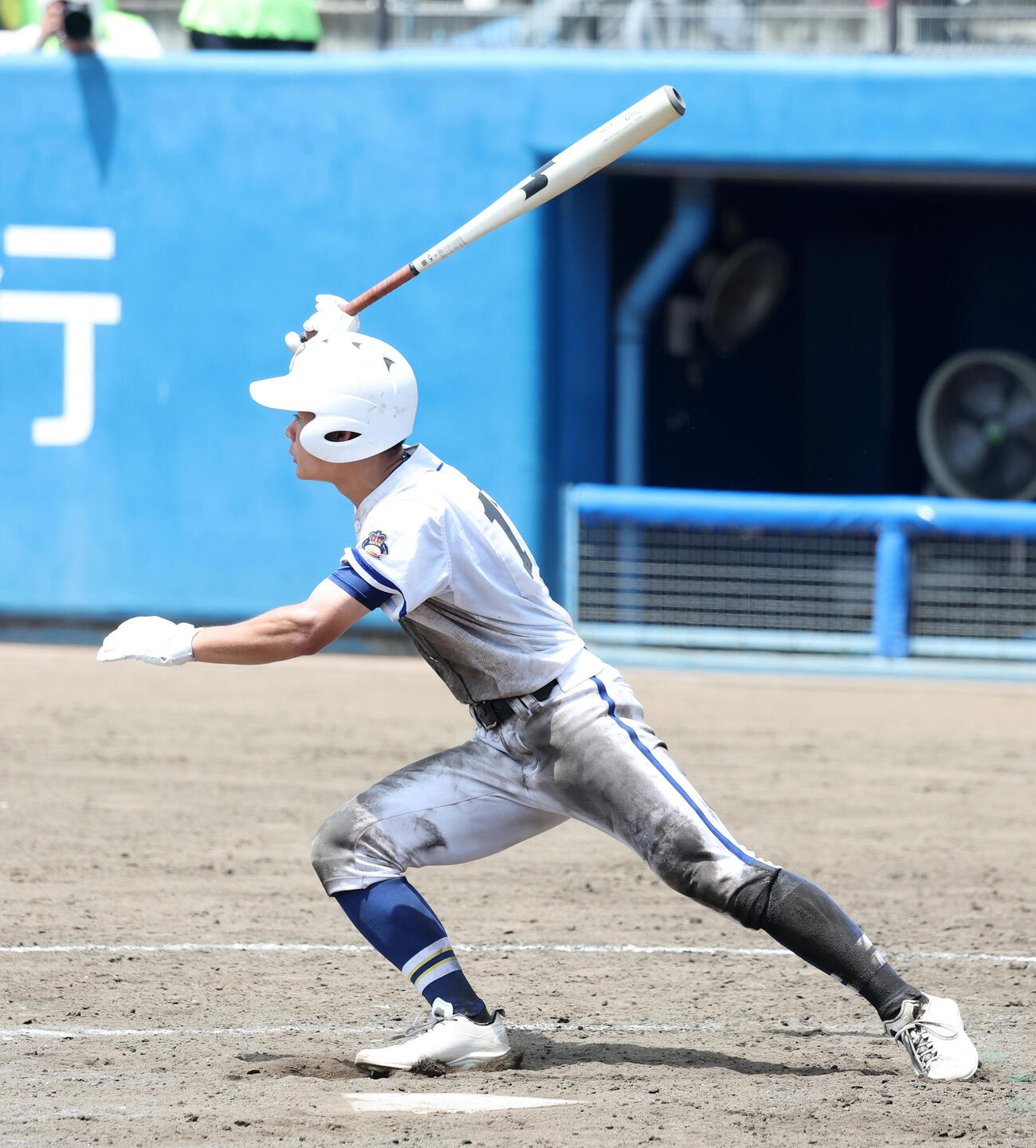 霞ケ浦対常総学院　5回表霞ケ浦2死満塁、・菊地勇一は適時打を放つ（撮影・鈴木正人）