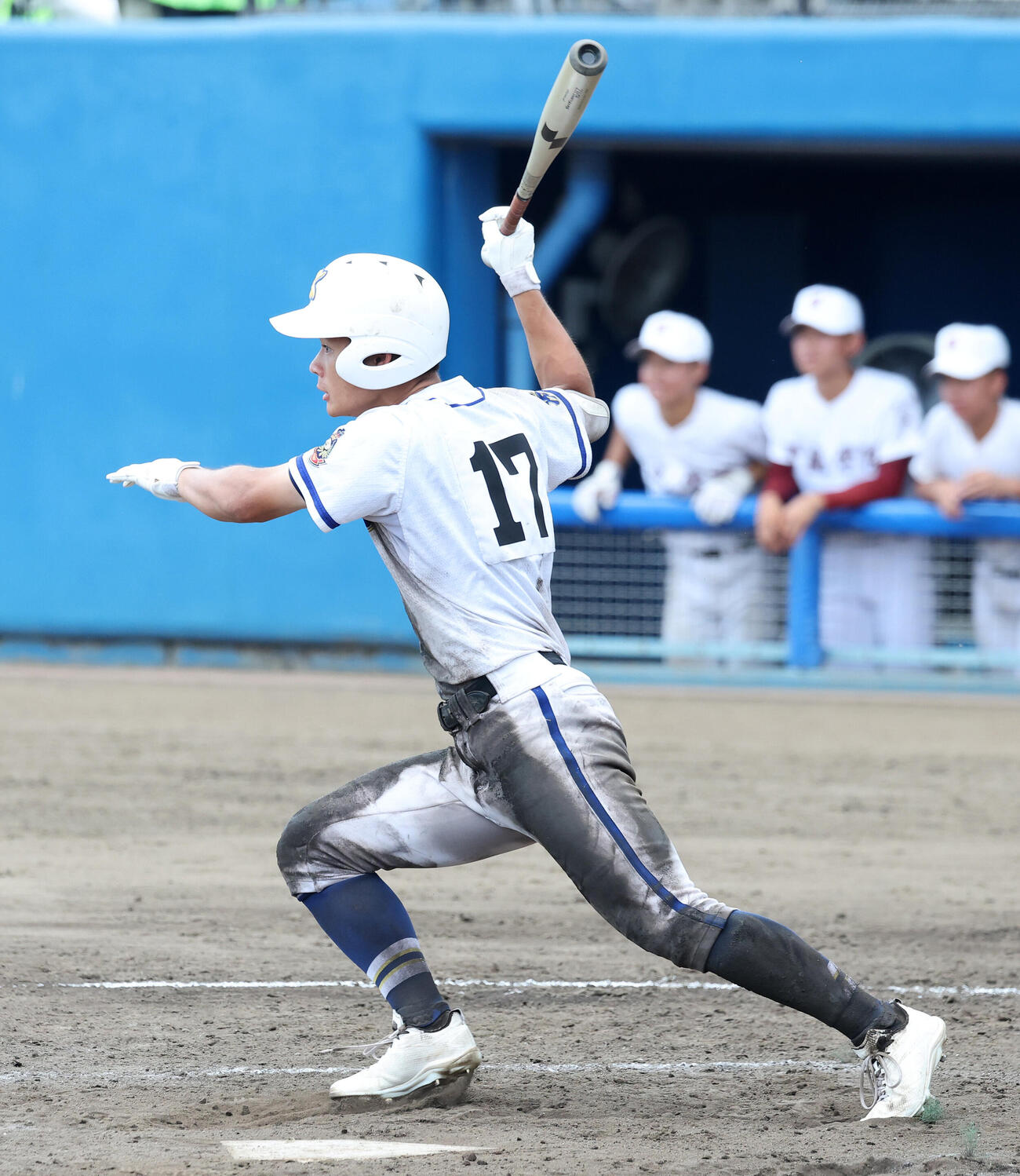 霞ケ浦対常総学院　8回表霞ケ浦2死二塁、・菊地勇一は適時打を放つ（撮影・鈴木正人）