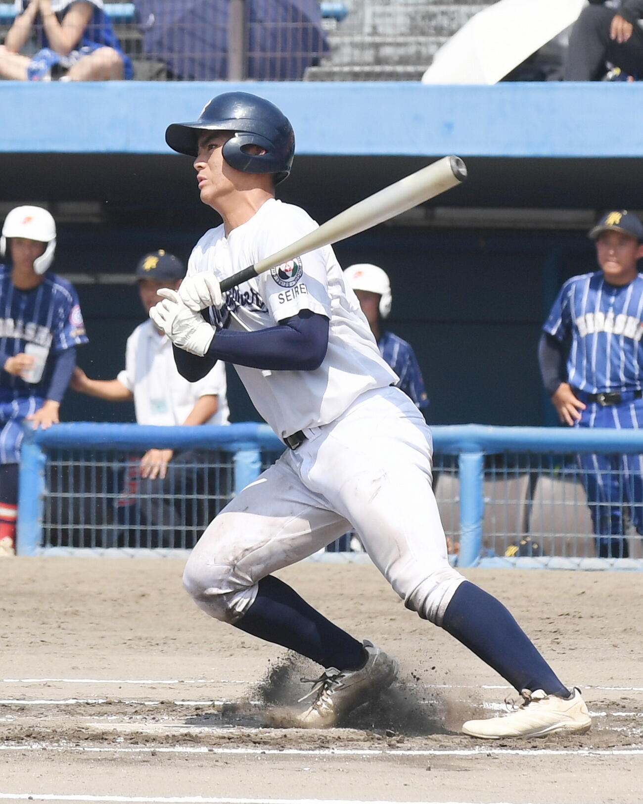 磐田東対聖隷クリストファー　6回裏聖隷クリストファー2死三塁、遊撃へ同点の適時内野安打を放つ筧