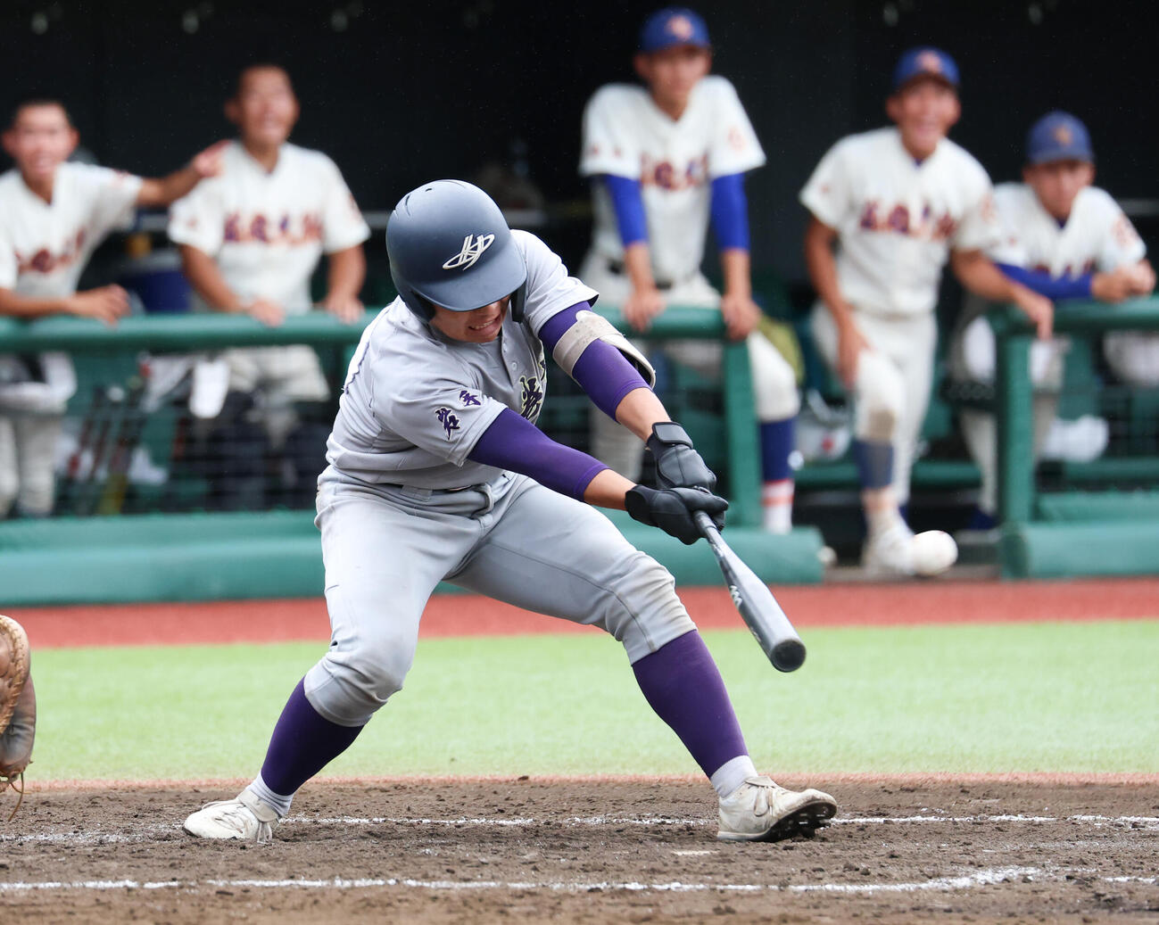 花巻東対盛岡大附　4回表花巻東1死二、三塁、適時打を放つ斎藤蒼梧（撮影・増田悦実）