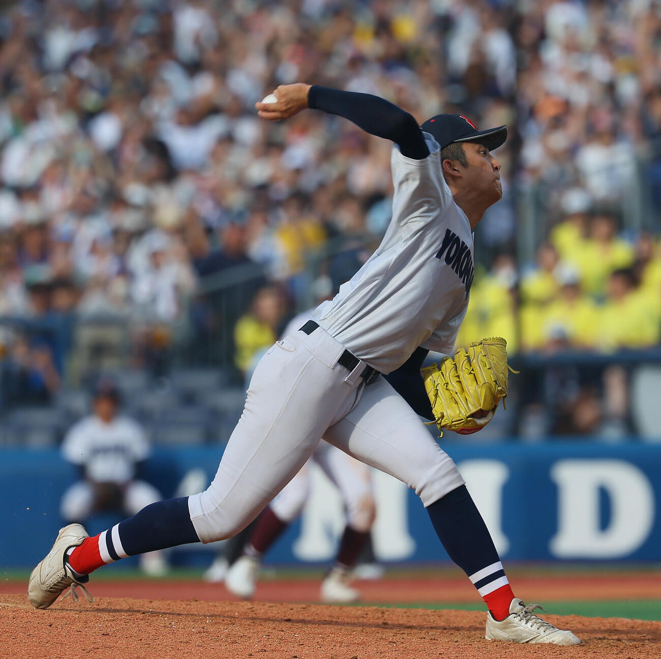 横浜対桐光学園　完投で甲子園出場を決めた織田翔希（撮影・水谷安孝）