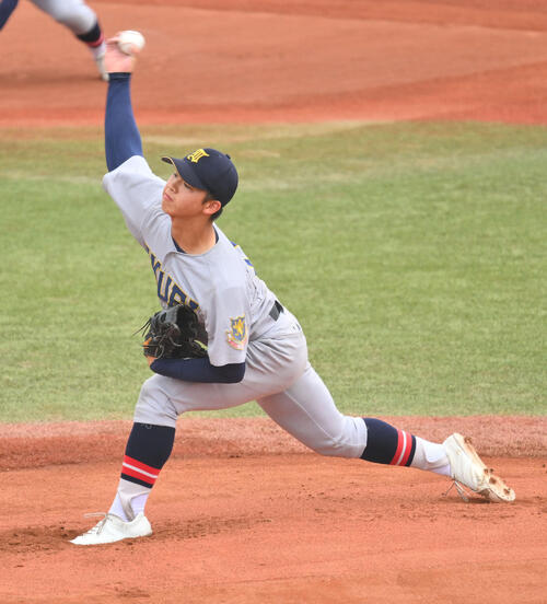 東北対仙台育英 仙台育英先発の古川諒弥(撮影・滝沢徹郎)