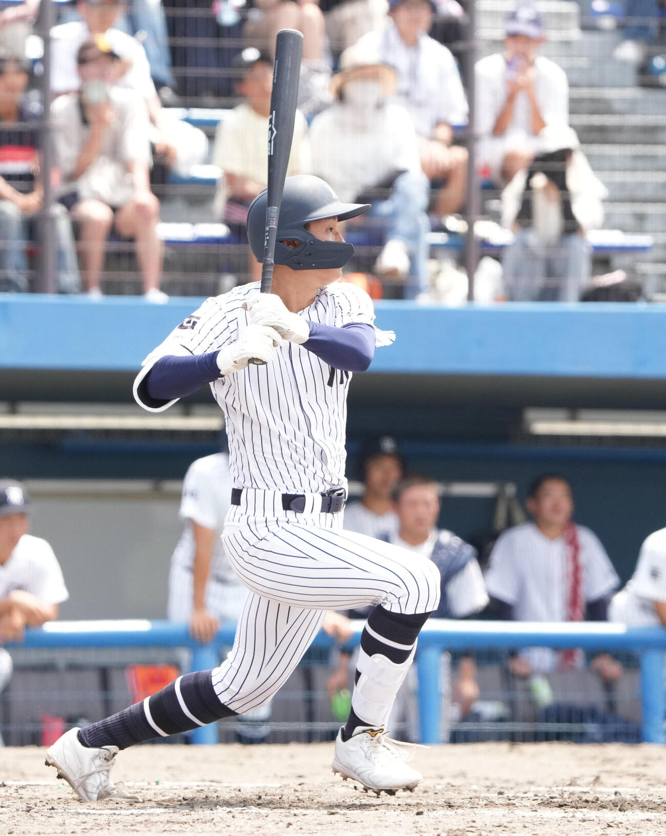 常葉菊川対聖隷クリストファー　4回表常葉大菊川無死、安打を放つ佐藤大介（撮影・森本幸一）