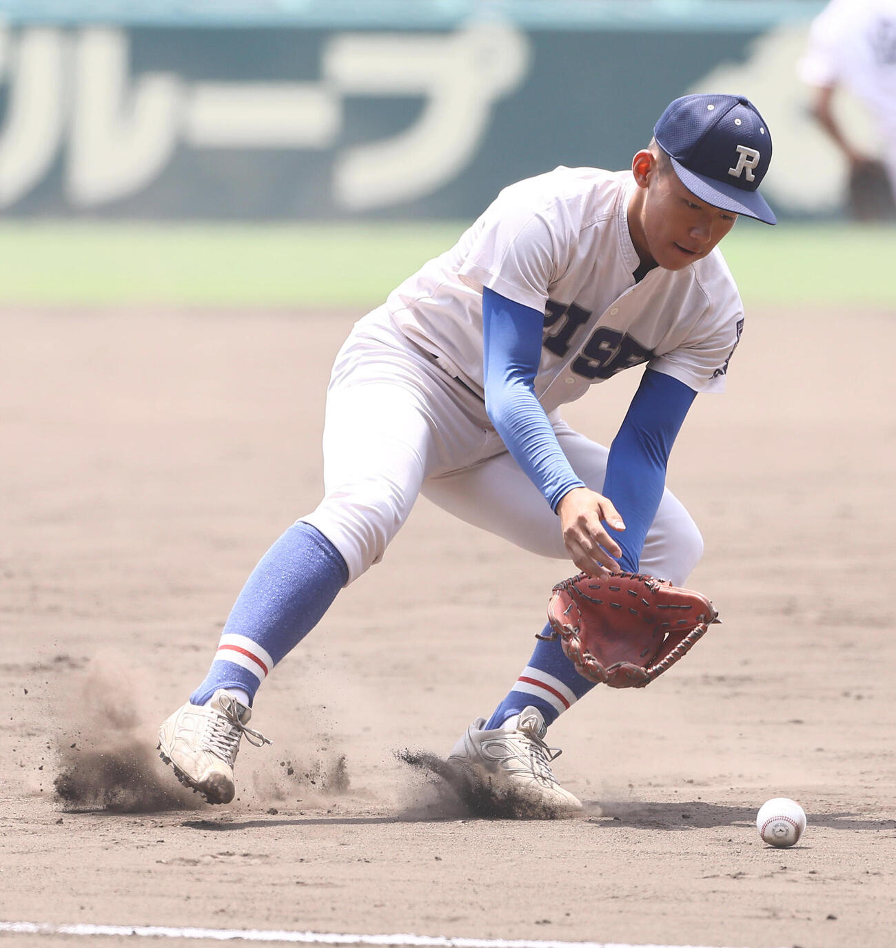 甲子園球場で練習をする履正社・エース木村颯（撮影・上田博志）