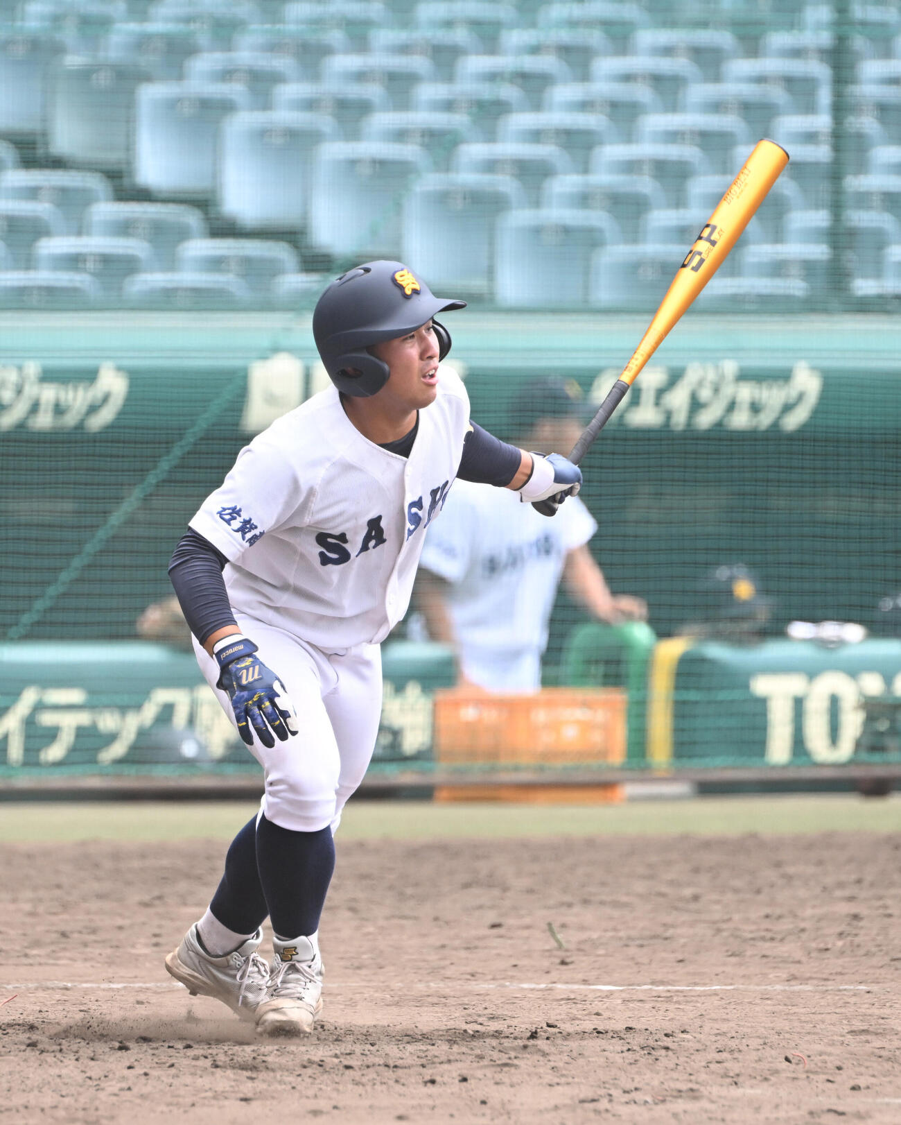 打撃練習する佐賀商・立花孝紀（撮影・和賀正仁）