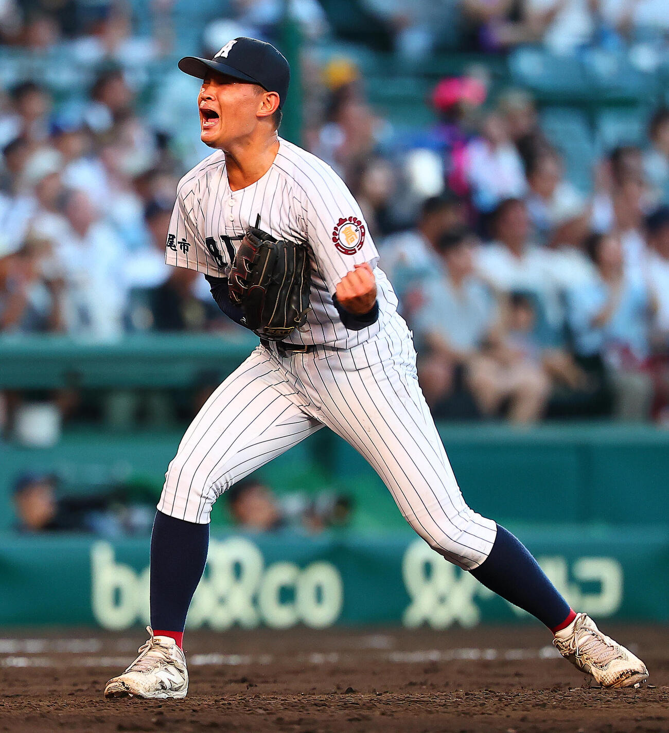 有明対立命館宇治　勝利を喜ぶ有明・斉藤遼汰郎（撮影・野上伸悟）